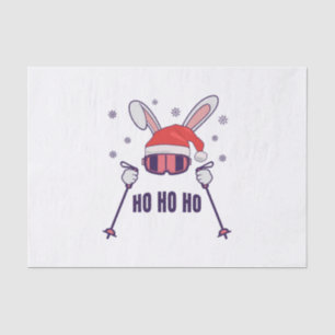 Papel De Seda Coelho dos Papais noeis de esqui com Santa Hat e b