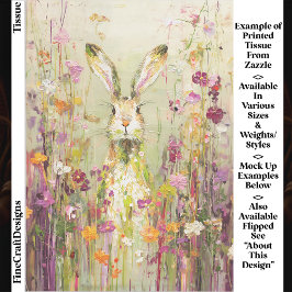 Papel De Seda Coelho em Prado de Flores Selvagens Decoupage do E