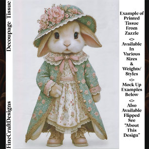 Papel De Seda Coelho Shabby Chic com Vestido Floral EV6L Decoupa
