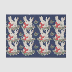 Papel De Seda Coelhos de Natal Azul Neve Inverno Whimsica 