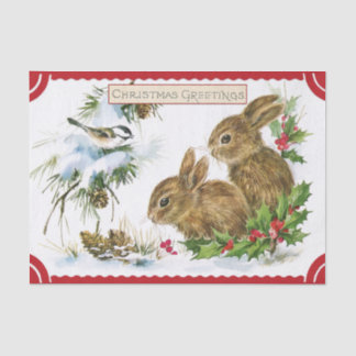Papel De Seda Coelhos de Natal do Estilo Vintage com Amigo de Pá