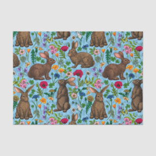 Papel De Seda Coelhos e flores silvestres