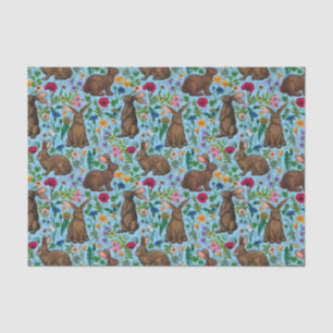 Papel De Seda Coelhos e flores silvestres