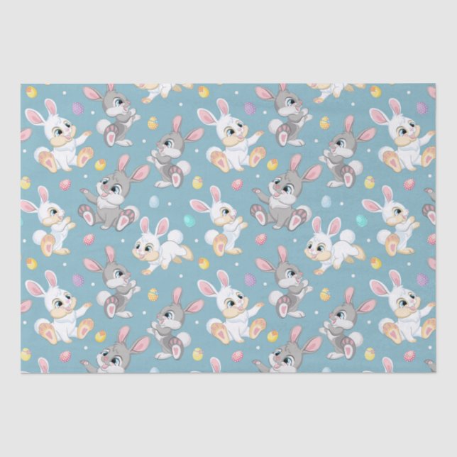 Papel De Seda Coelhos Felizes de Páscoa  (Frente )