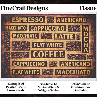 Papel De Seda Coffee Typography Rustic Burlap Word FC6 Decoupage