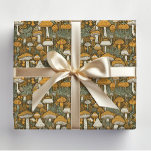 Papel De Seda Cogumelos Cottagecore Marrom Retro
