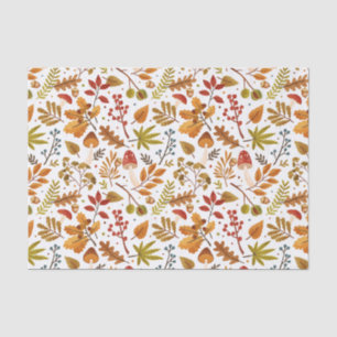 Papel De Seda Cogumelos de outono, Folhas e Berries