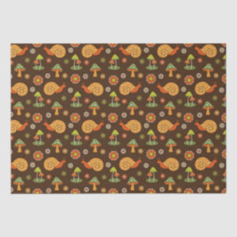 Papel De Seda Cogumelos e caracóis retro