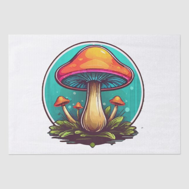 Papel De Seda Cogumelos Mágicos Coloridos (Frente )