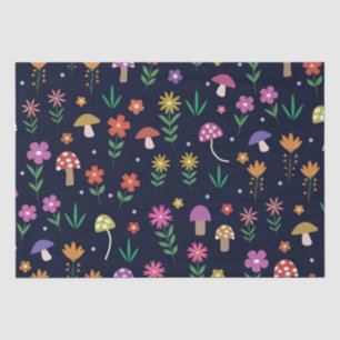 Papel De Seda Cogumelos Mágicos com Padrão de Flores Whimsical