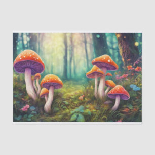 Papel De Seda Cogumelos Psicodélicos Vermelhos na Floresta