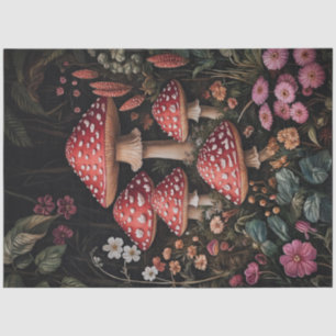 Papel De Seda Cogumelos Vermelhos em uma Floresta Fantástica