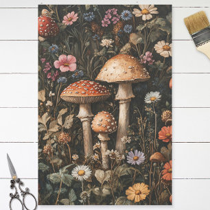 Papel De Seda Cogumelos Whimsical e Flores Selvagens