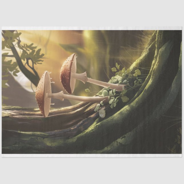 Papel De Seda Cogumelos Whimsical em uma página de dissociação e (Frente )