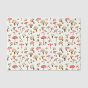 Papel De Seda Cogumelos Woodland Aquarelas Desenhadas À Mão