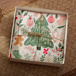 Papel De Seda Coisas de Natal bonitas Padrão de Ilustração