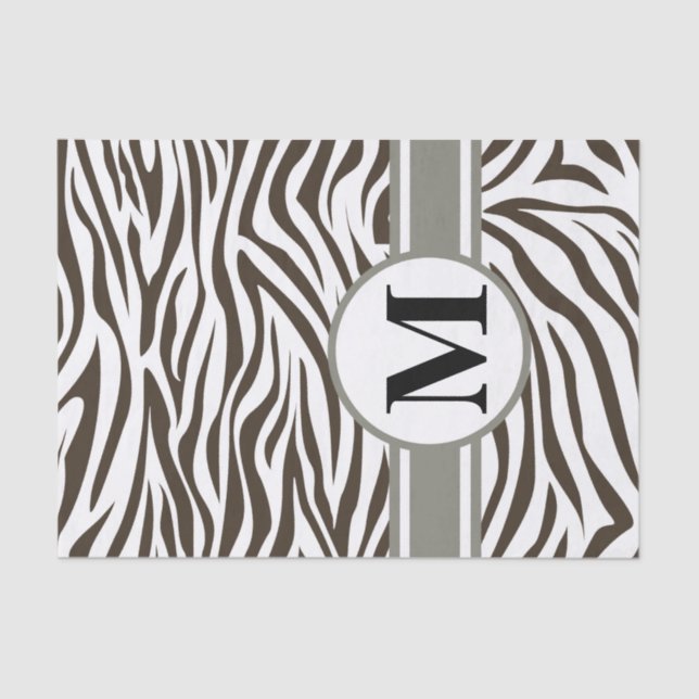 Papel De Seda Cola Safari Zebra com monograma (Frente )