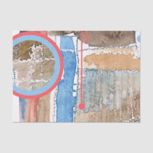 Papel De Seda colagem da arte abstracta, meios mistos e aguarela