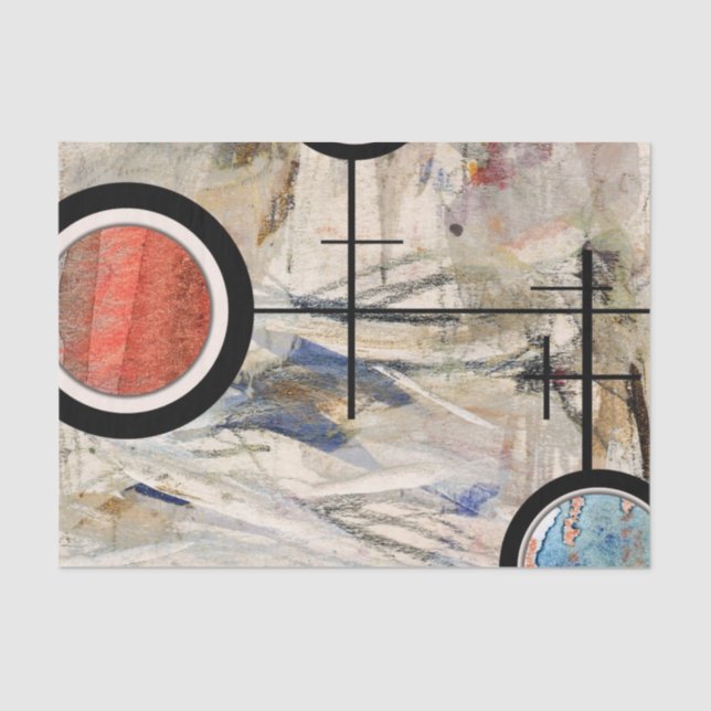 Papel De Seda colagem da arte abstracta, meios mistos e aguarela (Frente )