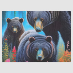 Papel De Seda Colagem da família do urso