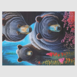 Papel De Seda Colagem da família do urso