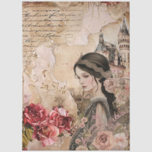 Papel De Seda Colagem de Abstrato de Arte Romântica Elegante