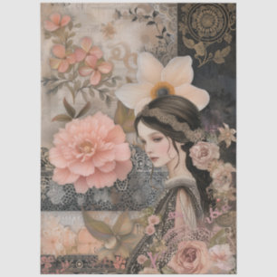 Papel De Seda Colagem de Abstrato de Arte Romântica Elegante