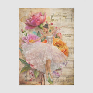 Papel De Seda Colagem de Arte Abstrata Bailarina de Balé Decoupa