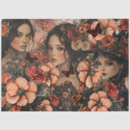 Papel De Seda Colagem de Arte Fantasia Floral Rústica Feminina D
