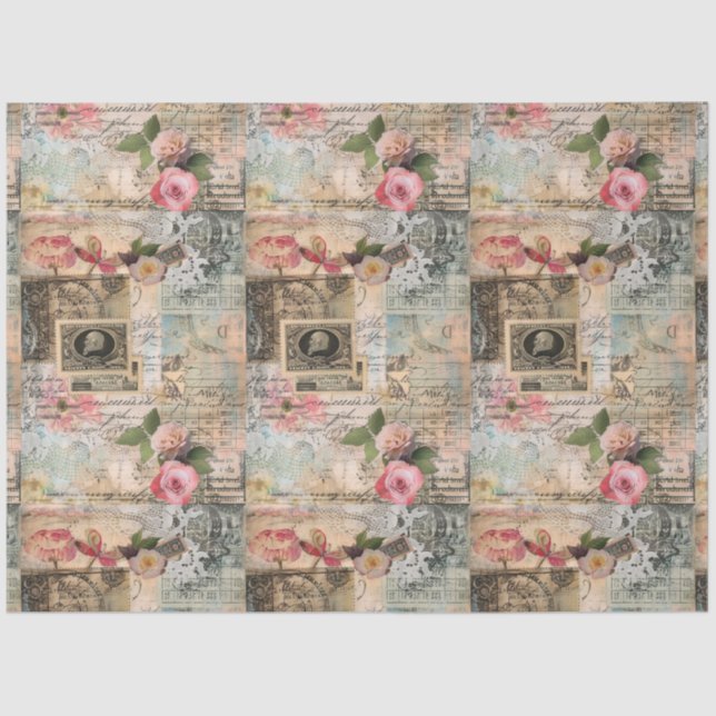 Papel De Seda Colagem de cartões postais antigos (Frente )