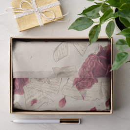 Papel De Seda Colagem de Caveira de Esqueleto Vintage com Rosa V