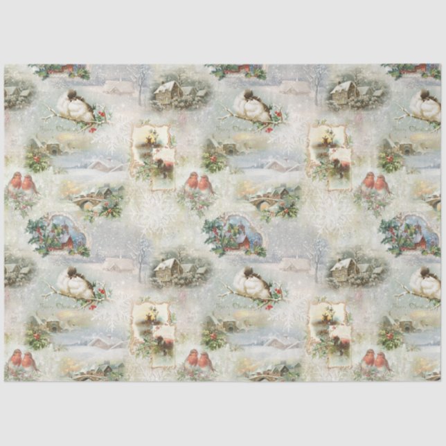 Papel De Seda Colagem de Cenas de inverno Russas Esparsas (Frente )