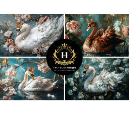 Papel De Seda Colagem de Cisne Decoupage