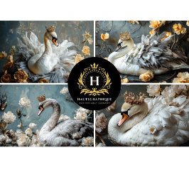 Papel De Seda Colagem de Cisne Decoupage