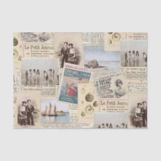Papel De Seda Colagem de Crianças do Mar Francês Vintage