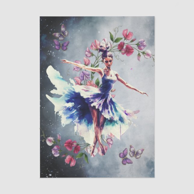 Papel De Seda Colagem de Dançarina de Ballet Abstrata Decoupagem (Frente )