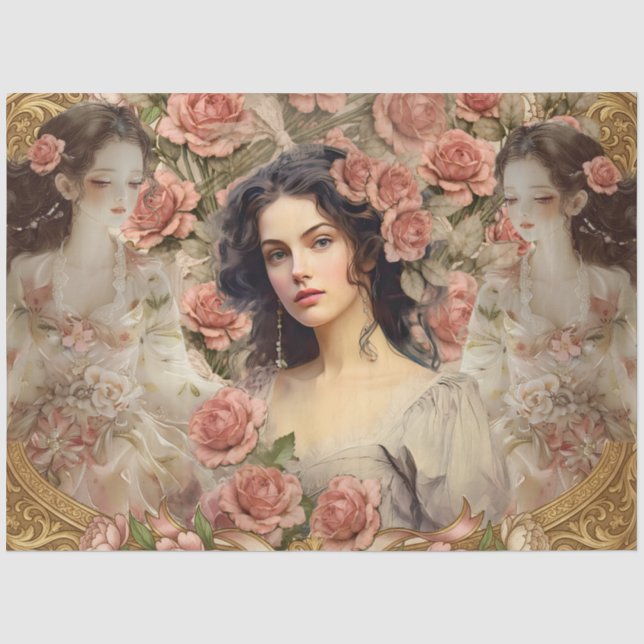 Papel De Seda Colagem de Decoupage de Sonhos Florais Românticos (Frente )