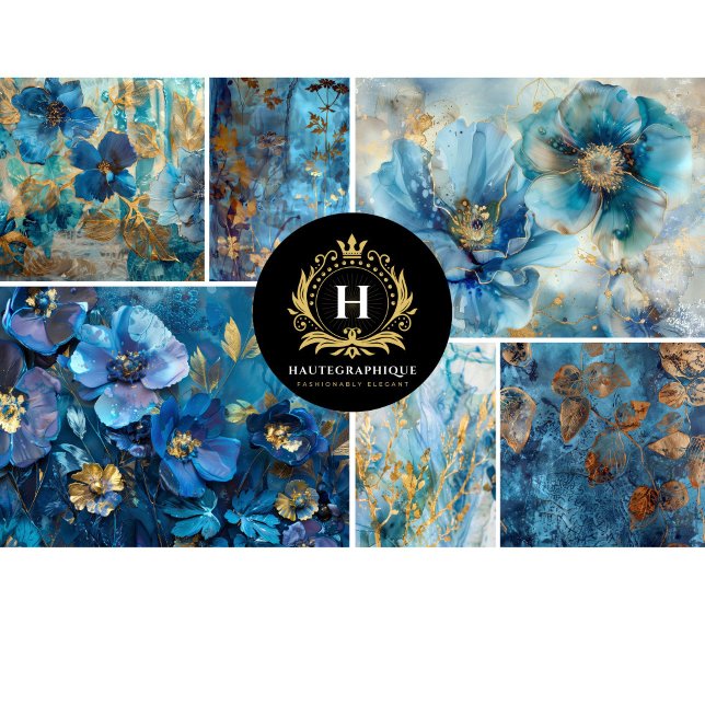 Papel De Seda Colagem de Decoupage Floral Azul (Criador carregado)