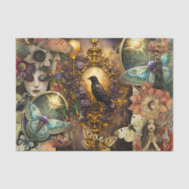 Papel De Seda Colagem de Decoupage Gótico Fantástico de Corvo