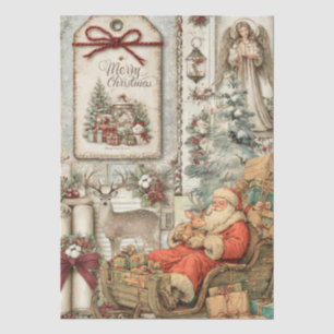 Papel De Seda Colagem de Decoupage Rústico Vintage do Papai Noel