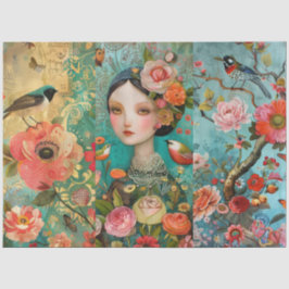 Papel De Seda Colagem de Dissociação Floral Colorida Elegante