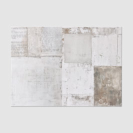 Papel De Seda Colagem de Ephemera Pintada de Branco Grungy e Pap