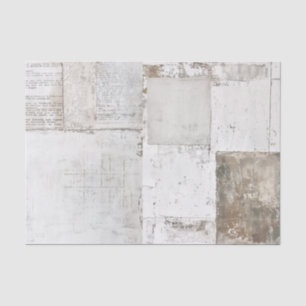 Papel De Seda Colagem de Ephemera Pintada de Branco Grungy e Pap