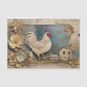 Papel De Seda Colagem de Fazendas Macdonald Antiga do Rooster