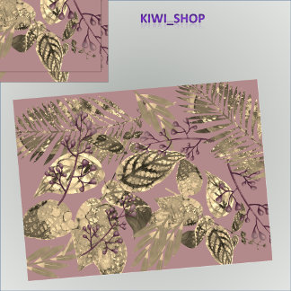 Papel De Seda Colagem de Folhas com Airelas Rosa-Estique