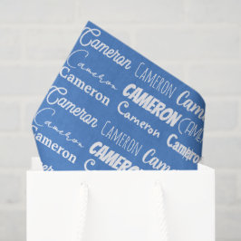 Papel De Seda Colagem de Fontes de Nome de Boys Azuis Personaliz