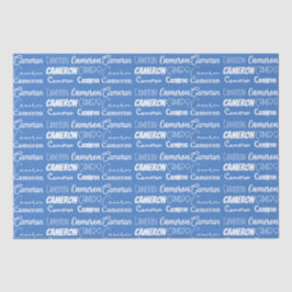 Papel De Seda Colagem de Fontes de Nome de Boys Azuis Personaliz