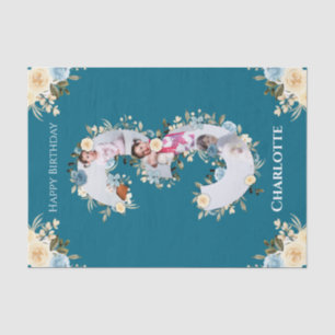 Papel De Seda Colagem de Fotografias do aniversário de 3 anos Az