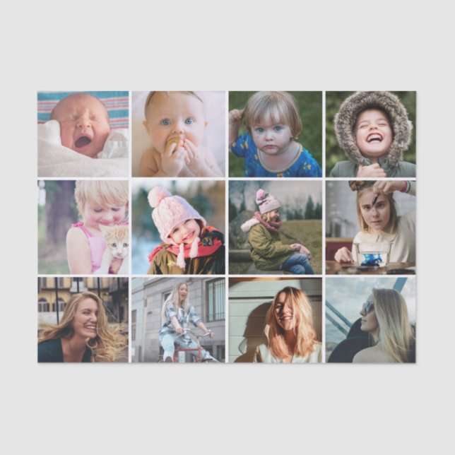 Papel De Seda Colagem de Fotos Simples 12 Fotos (Frente )