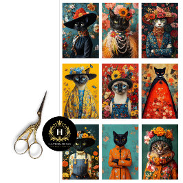 Papel De Seda Colagem de Gatos Pequenos Projetos Diário de Lixo 